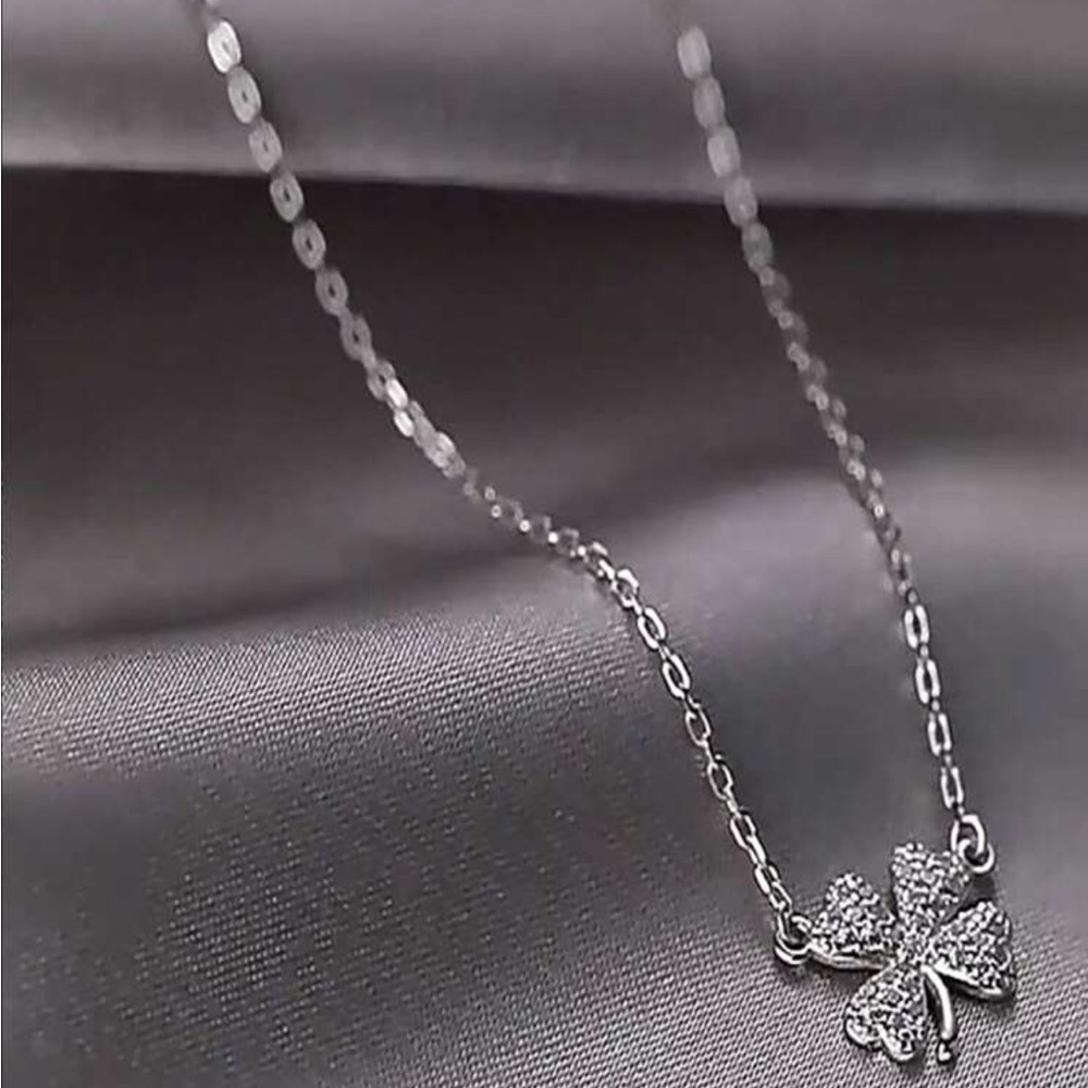 Silver Butterfly Pendant Necklace with Sparkling Stones